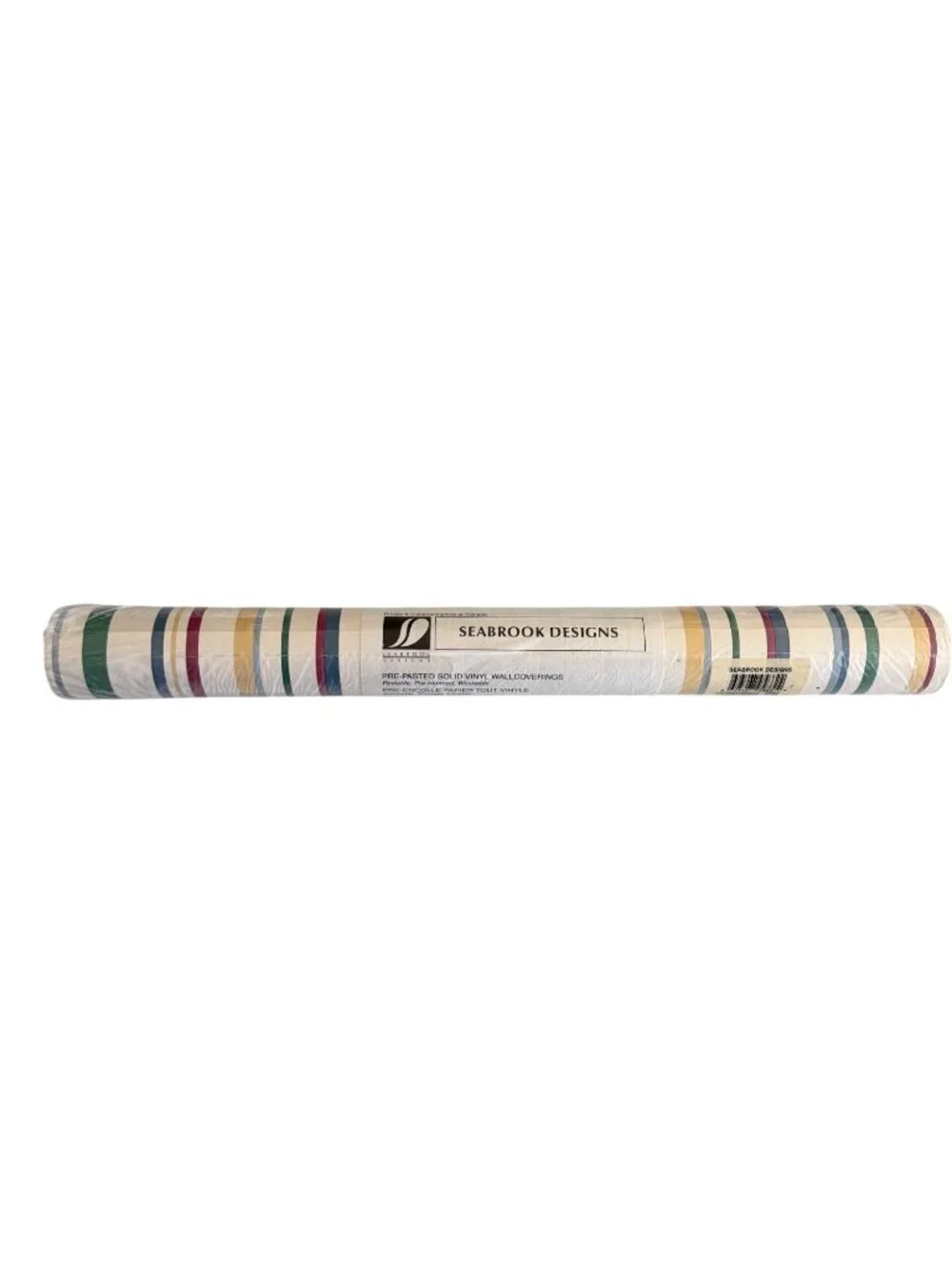 Seabrook Designs Pre-Pasted Vinyl Wallpaper Roll Striped Pattern Washable CC862